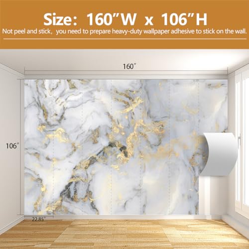 Abstract Marble Wallpaper Gold Art Textured Wall Mural Office Living Room（Not Peel and Stick） - color: Cybh-927, size: 160" x 106"