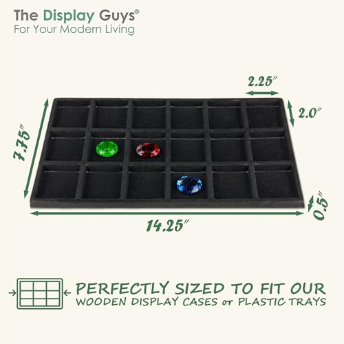 TheDisplayGuys For Your Modern Living 2-Pack 18-Compartments Flocked Velvet Jewelry Display Inserts - Tray/Case Liners - Ring Earrings Storage, (Black) by The Display Guys - color: Black, size: Compartments - 18