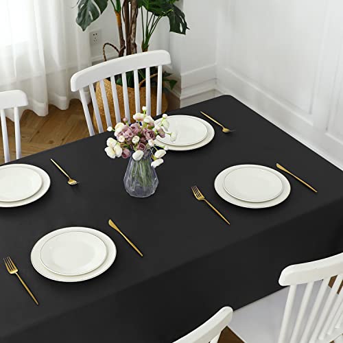 Romanstile 100% Waterproof PVC Tablecloth, Rectangle Oil Spill Proof Stain Resistant Vinyl Table Cloth, Wipe Clean Plastic Table Covers for Kitchen/Dining/Parties - 54 x 108 Inch, Black - color: Black, size: 54" x 108" (Rectangular)