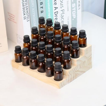 Essential Oil Display Stand 4 Tier Essential Oil Holder Solid Wood Essential Oil Rack for 24 Bottles Tabletop Display Holder Bottle Organizer for 5-20ml Bottles Display for Essential Oils - style: 4 Layers-1