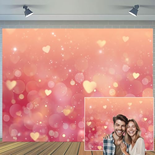 5 x 3 ft Valentine's Day Pink Glitter Heart Banner Backdrop Valentine Day Party Wedding Baby Shower Photo Backdrop Sweet Female Birthday Girls Lovers Portraits Photo Studio - color: Pink1, size: 5x3ft