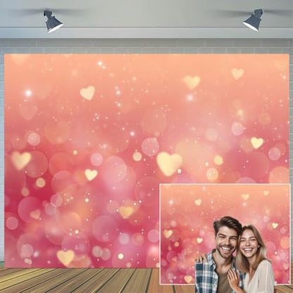 6 x 4 ft Valentine's Day Pink Glitter Heart Banner Backdrop Valentine Day Party Wedding Baby Shower Photo Backdrop Sweet Female Birthday Girls Lovers Portraits Photo Studio - color: Pink1, size: 6x4ft