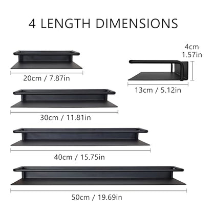 JOOM Metal Wall Floating Shelf - Metal Wall Shelf, Black Floating Shelf, Small Bathroom Shelf, (Black, 16Inch) - color: Black, size: 16 Inch-Upgraded Fence