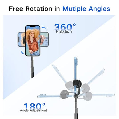 62 inch Selfie Stick Tripod for iPhone, Auto-Open Phone Tripod Stand with Magnetic Smart Remote Support Cell Phone Zoom in/Out,Front/Rear Camera Switch,Travel Selfie Stick for iPhone/Android - color: B-Auto-Open Tripod