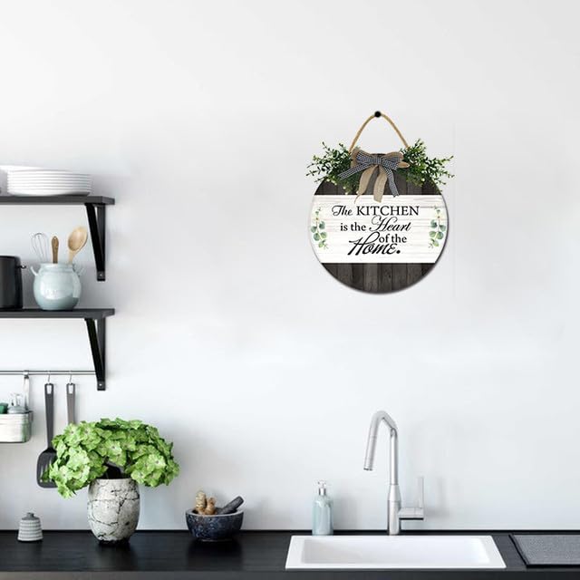 Bidesign This Kitchen Is Seasoned With Love Kitchen Decor Farmhouse Kitchen Wall Decor Wooden Round Rustic Kitchen Door Sign for Home Decor Dining Room Cabinet Kitchen Decration