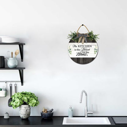 Bidesign This Kitchen Is Seasoned With Love Kitchen Decor Farmhouse Kitchen Wall Decor Wooden Round Rustic Kitchen Door Sign for Home Decor Dining Room Cabinet Kitchen Decration