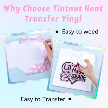 Tintnut Pink White Splash Heat Transfer Vinyl - 6 Sheets 10"x12"Watercolor HTV Patterned HTV Iron On Vinyl for T-Shirts Hats Clothes - color: Pink-6pcs