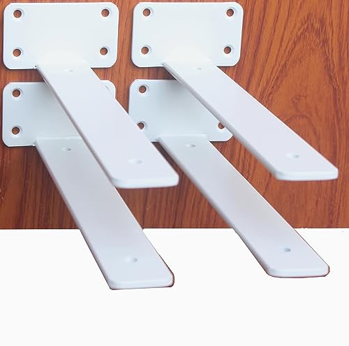 4 Pack - 10 inch White Hidden L Shelf Bracket (1/5 Inch Thicked) Iron Floating Shelf Brackets Rustic Industrial Metal Brackets for Shelf Support - size: 10 Inch, style: White 4 Pack