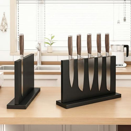 THMINS Extra Large Magnetic Knife Holder, Double-Sided Magnetic Knife Block Universal Multi-function Display Rack for Kitchen Counter (Black) - size: 16x9 inch Black