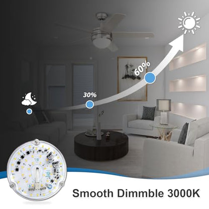 4 Inch Ceiling Fan LED Light Replacement, 18W 3000K 2100LM Ceiling Fan Light Kit, Round LED Engine Retrofit Kit, 120V, CRI90, Dimmable (Warm White) - color: Warm White 3000K
