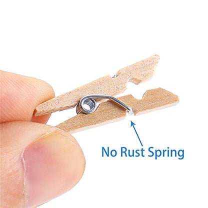 DIYASY 120 Pcs Mini Wood Clothespins,1 Inch Small Craft Wooden Clips with Jute Twine for Photo Wall and DIY Craft.