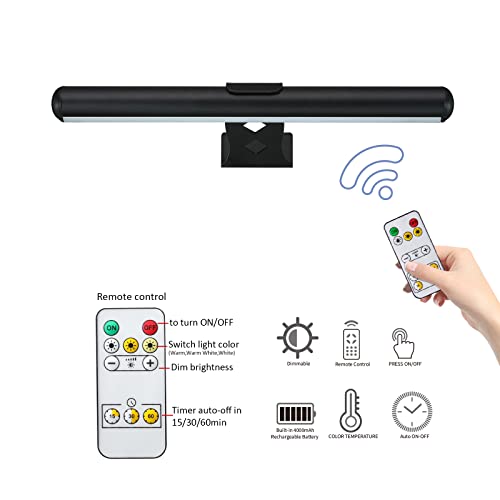 MIOBLUE Rechargeable Picture Lights with Remote,Full Metal Painting Light Display LED Battery Lamp with 3 Lighting Modes, Dimmable Dartboard Light with Timer for Paintings Potrait - color: Black, size: 13inch