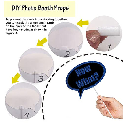 Class of 2026 Graduation Photo Booth Props Set - 35PCS Blue and Gold Graduation Party Decorations with Paper Sticks & Double-Sided Tape, Perfect for 2026 Congrat Grad Party Supplies