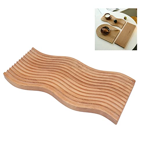 Wooden Bread Dessert Tray, Natural Beech Wood Multifunction Serving Tray, Geometric Design Bread and Dessert Plate for Home Kitchen, Parties, and Food Photography (Water Ripple) - size: 15.7" x 7.1" x 1.2"