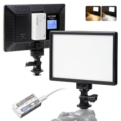 VILTROX 15W LED Video Light Panel, 3300K-5600K On Camera Light, Super Thin Key Light Panel with NP-F550, Led Photography Lighting CRI95+ for Studio Photography Video Recording Live Streaming （L116T - size: 15W CCT & Super Slim