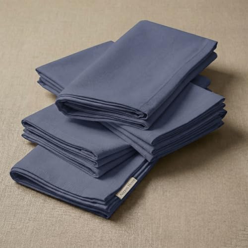 ACCENTHOME Accent Home 100% Cotton Napkins, Delicate Cloth Napkins for Dinners, Parties and Weddings，18 x 18 Inch Set of 12 - Navy - color: 09 - Navy - Twill, size: 18"x18" - Pack of 12