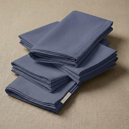 ACCENTHOME Accent Home 100% Cotton Napkins, Delicate Cloth Napkins for Dinners, Parties and Weddings，18 x 18 Inch Set of 12 - Navy - color: 09 - Navy - Twill, size: 18"x18" - Pack of 12