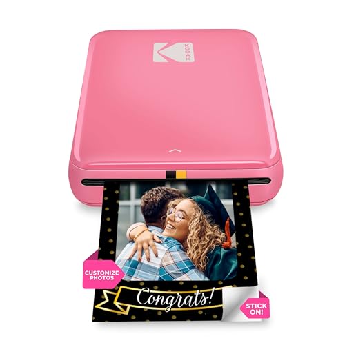 KODAK Step Instant Smartphone Photo Printer, Portable Mini Color Wireless Mobile Printer, Zink 2x3” (5.1x7.5 cm) Sticky-Back Photos, Bluetooth Compatible with iOS & Android Devices, Editing App, Pink - color: Pink, style: Printer
