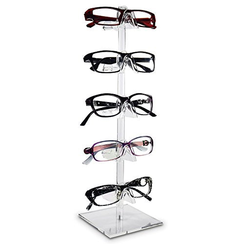 MOOCA 2 Pcs Set Premium Acrylic Sunglass Organizer, Glasses Holder, Sunglass Holder, Glasses Stand, Eye Glass Holder, 5 Frames for Each - color: 5 Frame Stand, 2 pcs