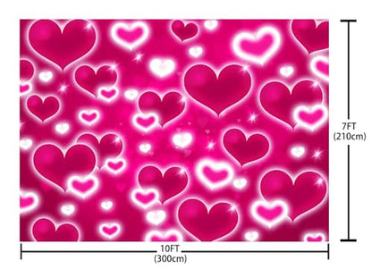 AIBIIN 8x6ft Hot Pink Heart Backdrop - color: Hot Pink, size: 8x6ft