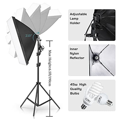 Photography Lighting Kit, Light Box Photography with Backdrap Stand, Photo Backdrops for Photo Studio Product, Portrait and Video Shooting
