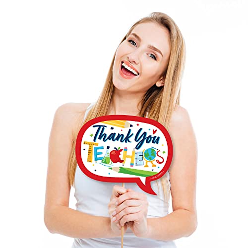 Big Dot of Happiness Funny Thank You Teachers - Teacher Appreciation Photo Booth Props Kit - 10 Piece