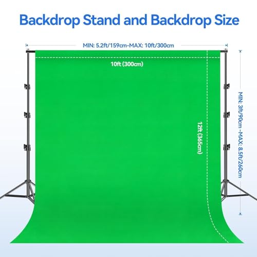 EMART 8.5 x 10ft Green Screen Backdrop Kit with Tripod Stand, Photography Background Support System with 10 x12ft 100% Cotton Muslin Chromakey Backdrop for Photo Studio, Video Shooting, Live Streaming - size: 8.5*10ft Stand/10*12ft Backdrop