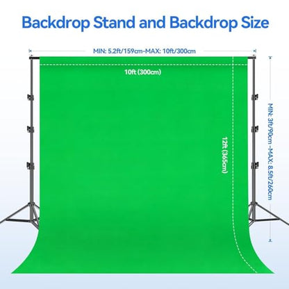 EMART 8.5 x 10ft Green Screen Backdrop Kit with Tripod Stand, Photography Background Support System with 10 x12ft 100% Cotton Muslin Chromakey Backdrop for Photo Studio, Video Shooting, Live Streaming - size: 8.5*10ft Stand/10*12ft Backdrop
