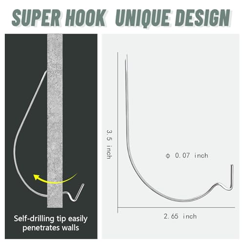 Super Hooks Picture Hanger,Gorilla Hooks - Hang Art, Clock, Shelves, Mirrors, Frames, or Planters for Home and Office Decorations-30pcs - style: Silver