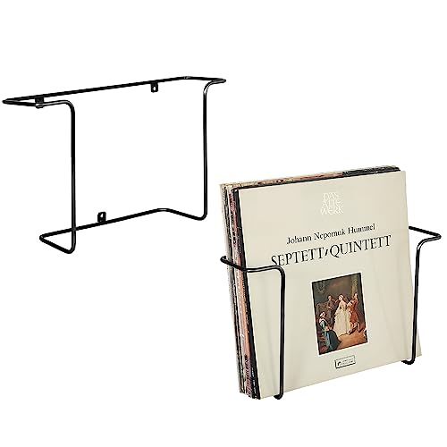MyGift 2-Pack Vinyl Wall Mount Holder - Floating Record Shelf for Vinyl Display, Black Metal Record Wall Display Shelves - color: Black- 2 Pcs, size: 2 Pack