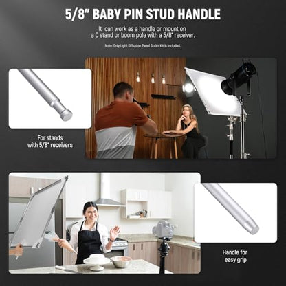 NEEWER Light Diffusion Panel Scrim Kit with Silver/White Reflector Film 35"x35" Foldable Frame with 5/8" Baby Pins Handle for C Stand 3 in 1 Diffuser for Studio Portrait Product Photography, SF9090F - size: 35"x35"