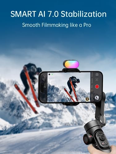 AOCHUAN Gimbal stabilizer for Smartphone,Gesture Control/face Tracking,Magnetic Fill Light,Foldable Handheld Phone Gimbal,3-axis stabilizer TikTok YouTube Vlog Recording XE kit - style: Smart XE Kit