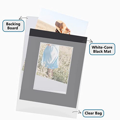 Somime 10 Pack Black Picture Mat Set, Acid Free Picture Mat 16x20 for 11x14 Photo with White Core Bevel Cut for Prints, Paintings - Includes Precut Mats, Backing Boards and Plastic Sleeves - size: black 10pc sets 16x20