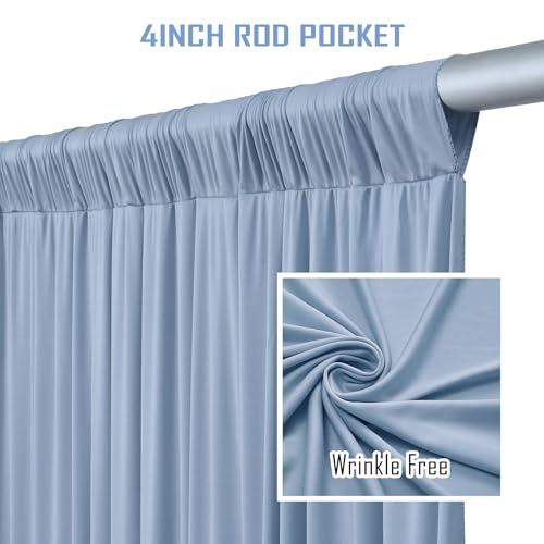 10 ft x 12 ft Wrinkle Free Dusty Blue Backdrop Curtain for Parties, 2 Panels 12ft Polyester Dusty Blue Photo Backdrop Drapes for Graduation Birthday Wedding Party Stage Curtains - color: Dusty Blue, size: W5' x H12'(2 panels)