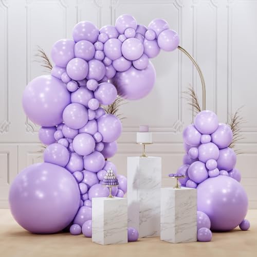 PartyWoo Lavender Balloons 99pcs Different Sizes Pack of 36 18 12 10 5 Inch Light Pastel Purple Lilac Balloon Arch Kit for Baby Shower Bachelorette Fairy Birthday Princess Party Decorations Purple-Q10 - color: Purple-q10