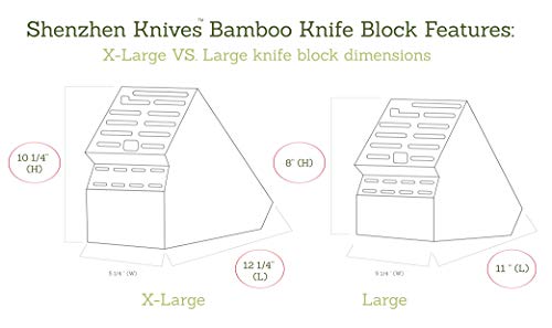 Shenzhen Knives 20 Slot Universal Knife Block: X-Large Bamboo Finish Wood Knife Block without Knives Countertop Butcher Block Knife Holder and Organizer with Wide Slots for Easy Kitchen Knife Storage - size: X-Large