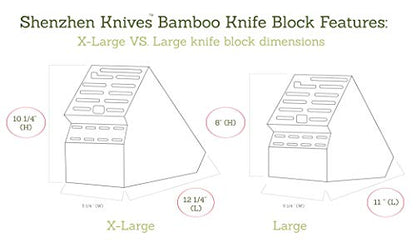 Shenzhen Knives 20 Slot Universal Knife Block: X-Large Bamboo Finish Wood Knife Block without Knives Countertop Butcher Block Knife Holder and Organizer with Wide Slots for Easy Kitchen Knife Storage - size: X-Large