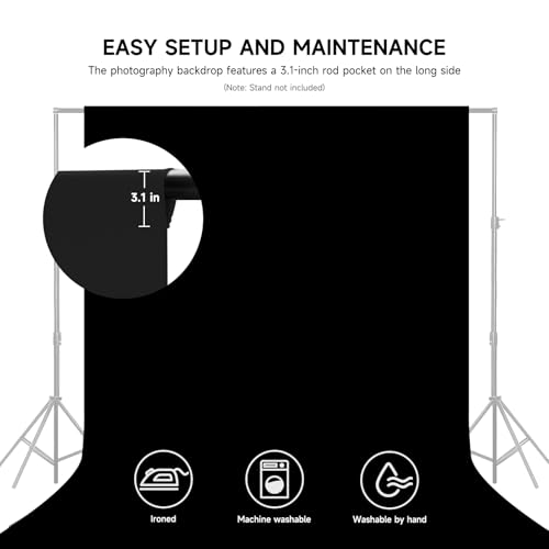 YSKE-Professional Black Photography Backdrop10X7ft - Machine Washable Seamless Background for Studio & Video - color: Black, size: 10X7