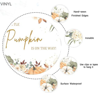 7x5ft Little Pumpkin Baby Shower Backdrop Autumn Pumpkin Shower Background Fall Floral Pumpkin Baby Shower Decorations Photobooth Props