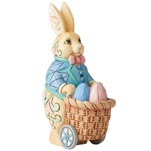 Jim Shore Eggs for Everybunny Pint Sized Bunny Pushing Cart Figurine 6006230 New