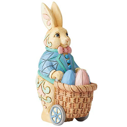 Jim Shore Eggs for Everybunny Pint Sized Bunny Pushing Cart Figurine 6006230 New