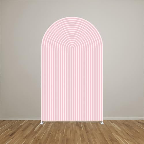 Strawberry Berry Shower First Baby Arch Backdrop Cover Pastel Pink Plaids Chiara Arched Stand Stretchy Cover for Birthday Party Decoratons (4x7.2ft,2400GX) - color: 2400GX, size: 4x7.2ft