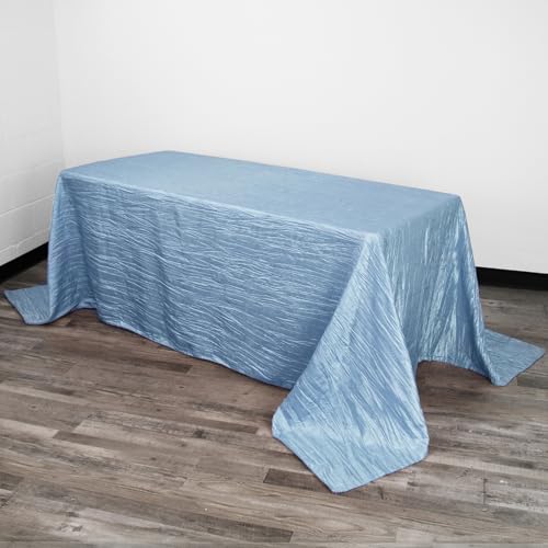 YOUR CHAIR COVERS - 90 x 132 inch Rectangular Crinkle Taffeta Tablecloth - Light Blue, Rectangle Table Linens for 6 ft Rectangular Tables, Wedding Crushed Table Cloth - color: Light Blue, size: 132" x 90" (Rectangular)