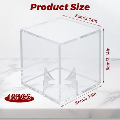 18 Pack Baseball Display Case,UV Protected Acrylic Boxes for Display, 3.15in Autographed Baseball Clear Display Case Cube, Baseball Display Case for Memorabilia Baseball for Official Size Ball