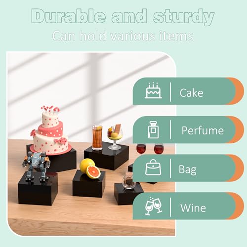 Acrylic Dessert Stand,Buffet Risers, Food Risers, Multi-Purpose Cake Stand for Parties, Weddings, Birthdays, Catering, Jewelry, and Collectibles Acrylic Cube Boxes Display(Black, 6"x7"x8") - color: Black, size: 6''x7''x8''