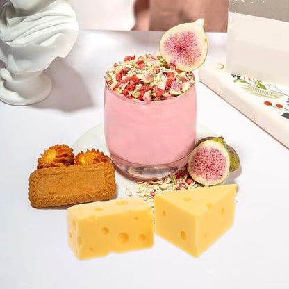 LUOZZY 2 Pcs Resin Cheese Mousse Cake Fake Cheese Model for Food Display Photo Props for Halloween Kitchen Decorations