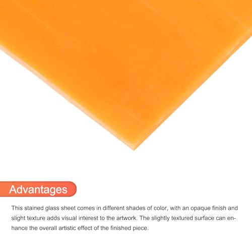 MECCANIXITY Stained Glass Sheet Mosaic Tile 3.9 Inch x 3.9 Inch Orange Red Stained Glass Sheets for Crafts DIY, Art Project - color: Orange Red