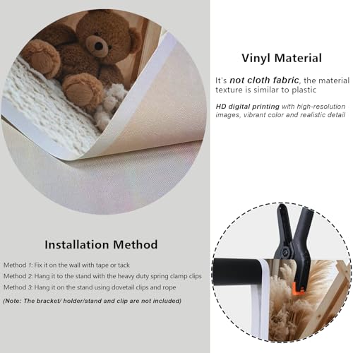 YongFoto Bear Theme Backdrop 8x6ft Tent Blanket Pampas Boho Photography Background Baby Shower Cradle Ceremony Kid Birthday Party Banner Baby Portraits Photoshoot Wallpaper Photo Studio Booth Prop - color: Style 1, size: 8ftx6ft