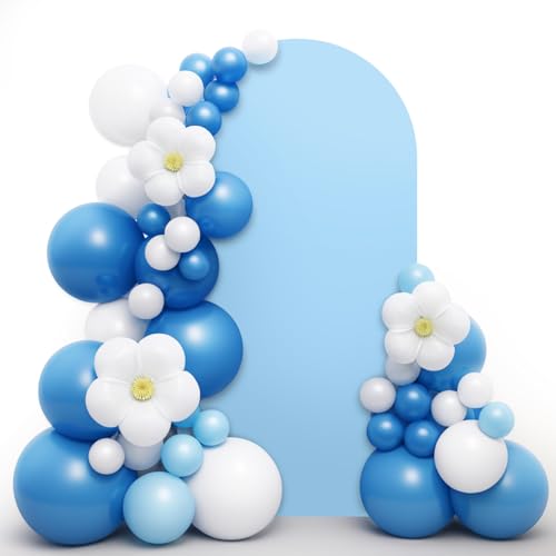 LEBENGURU Upgraded 6FT Open Arch Backdrop Cover, Baby Blue Spandex Fitted Round Top Wedding Arches, Double-Sided U-Shaped Arch Chiara Stand Covers for Birthday Party Baby Shower Banquet Balloon Décor - color: Baby Blue, size: 6FT