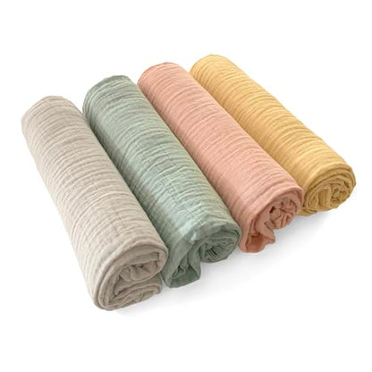 SwaddleDesigns Cotton Muslin Swaddle Blankets for Babies, Set of 4, Neutral Receiving Blankets for Newborn, Baby Registry & Gift, 46x46 inches, Spring Garden - color: Spring Garden